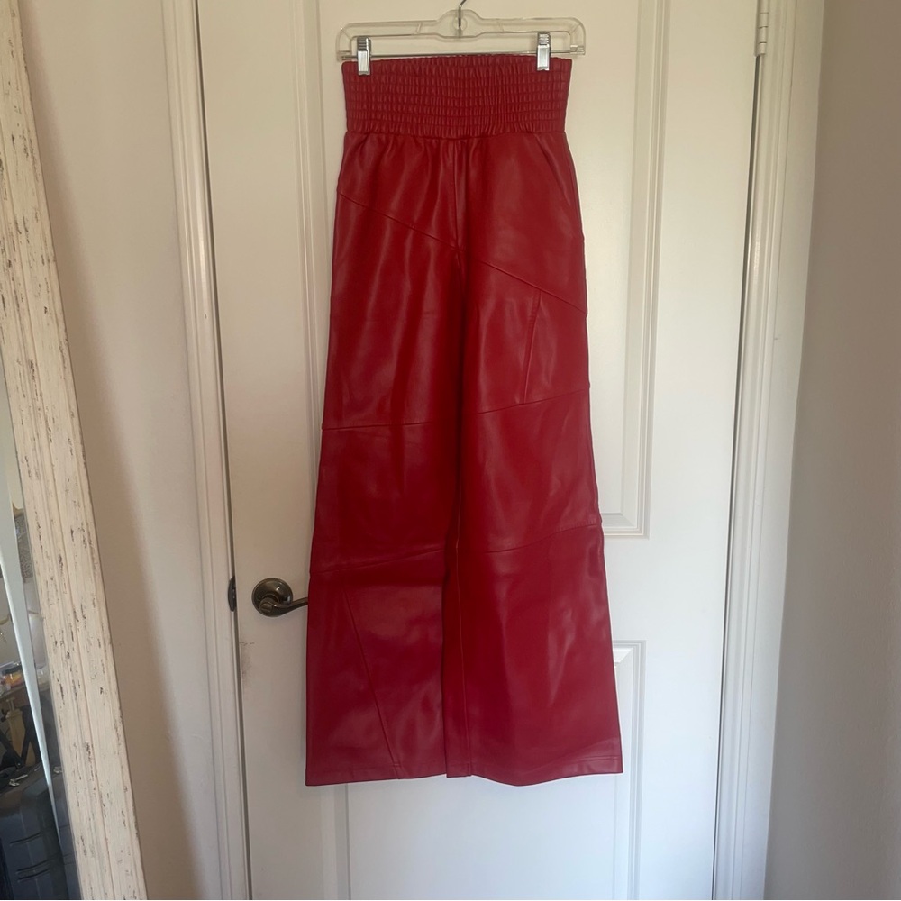I.AM.GIA Red Wide Leg Leather Pants